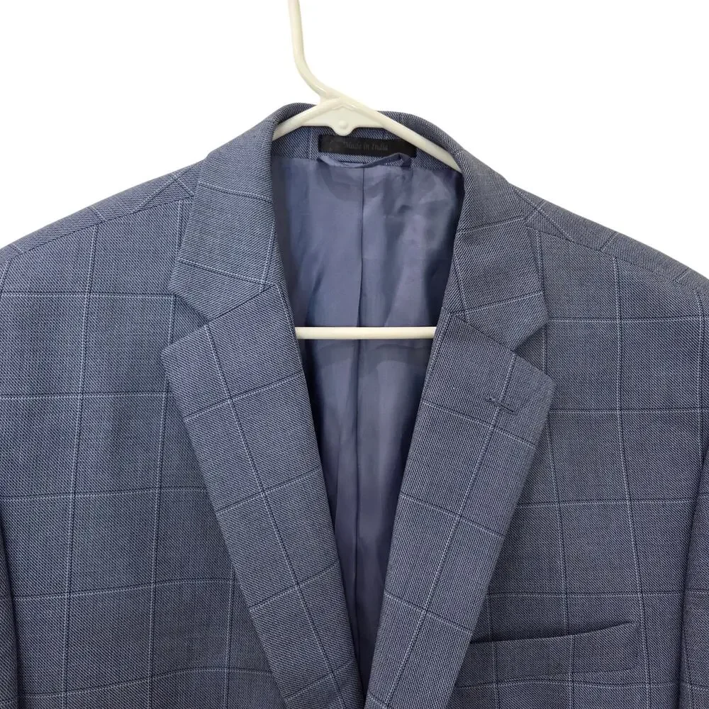 Men's Two Button Windowpane Plaid Suit Coat, Laruen,  Ralph Lauren, Size 44R